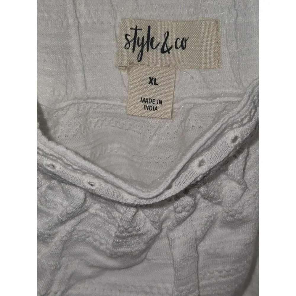 Style & Co Women's Embroidered Flutter-Strap Tank Top White Size XL - Picture 3 of 4